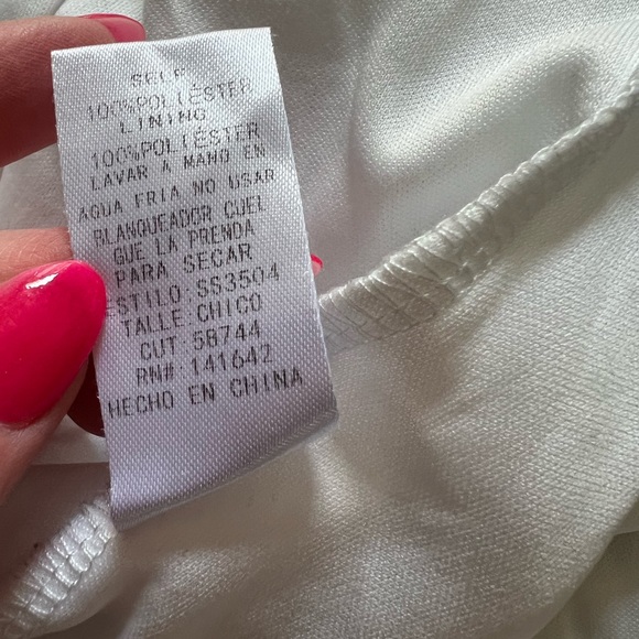 SHE AND SKY WHITE MINI DRESS WITH RUFFLED HEM SIZE SMALL - Picture 8 of 9